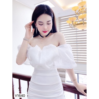 Váy trắng body trần vai 1640-dolce viva collection