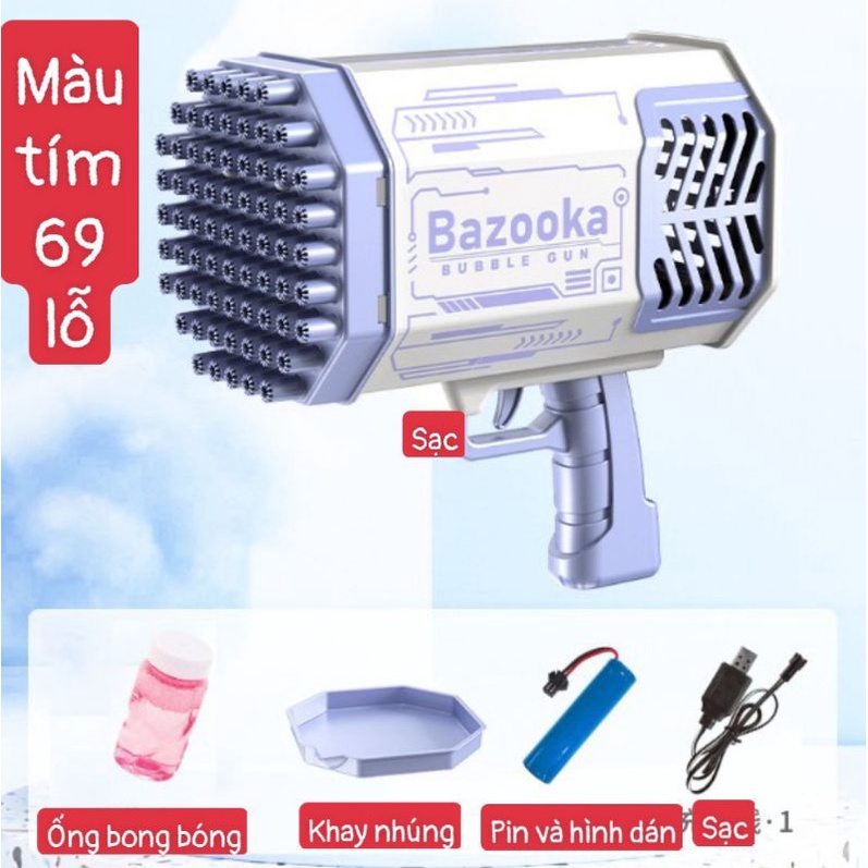 Súng Bong Bóng 69 Nòng Full Phụ Kiện Như Ảnh