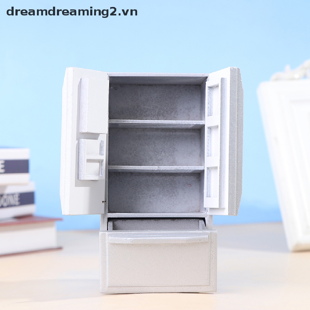 Mô hình tủ lạnh mini trang trí nhà búp bê tỉ lệ 1/12