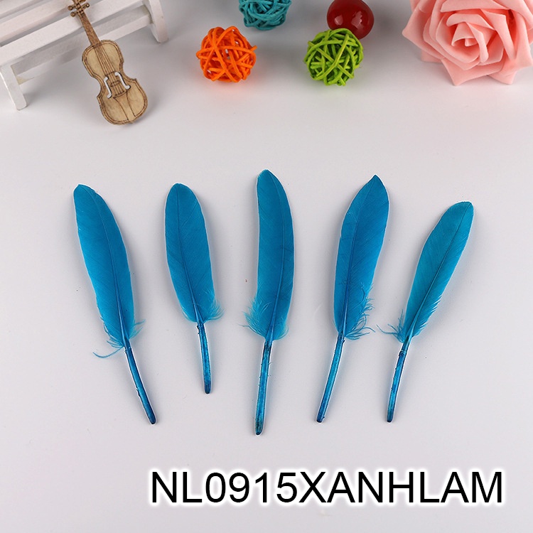 5 lông vũ xanh 10-20cm nguyên liêu làm điểm thúy làm trâm làm trang sức cổ trang
