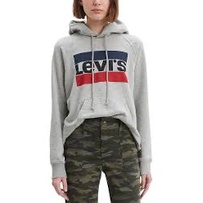 Áo hoodie nỉ da cá Levi's màu trơn in Logo phối màu cá tính - Hoodie xuất dư