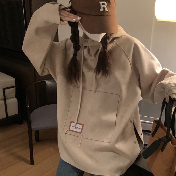 【ZHELIHANGFEI】Áo Hoodie Tay Dài oversize Thời Trang Trẻ Trung