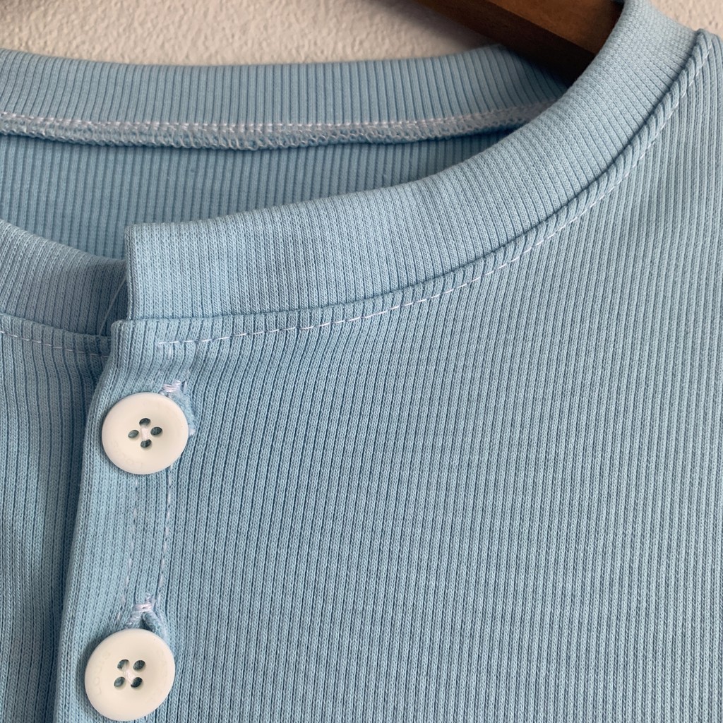 Áo Croptop YAN Cổ Tim Tay Dài Phối Khuy Unisex (4 | BigBuy360 - bigbuy360.vn