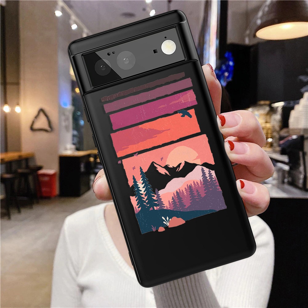 Ốp điện thoại mềm siêu mỏng màu đen in họa tiết hoạt hình cho Google Pixel 6 Pro 5A 5G 3XL 3a XL 4A