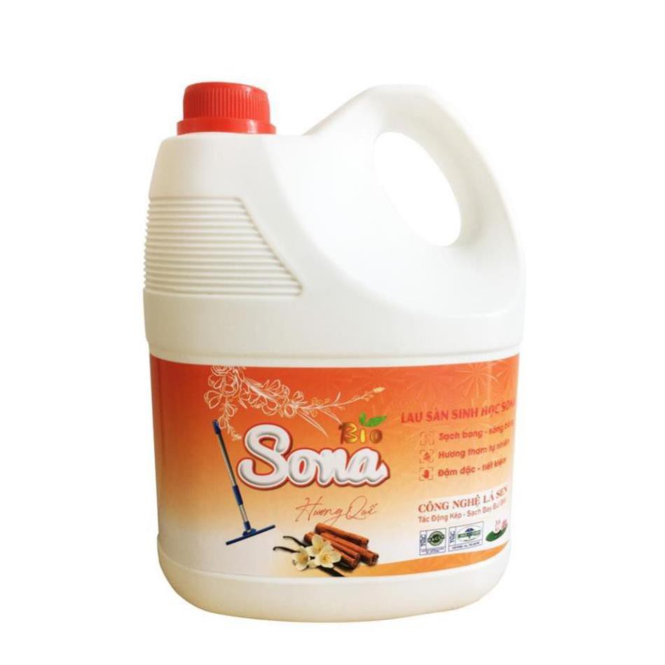 Nước Lau Sàn Đuổi Muỗi Hương Chanh Xả & Hương Quế SoNa 3,6kg Không Hại Men Gạch, Phù Hợp Sàn Gỗ