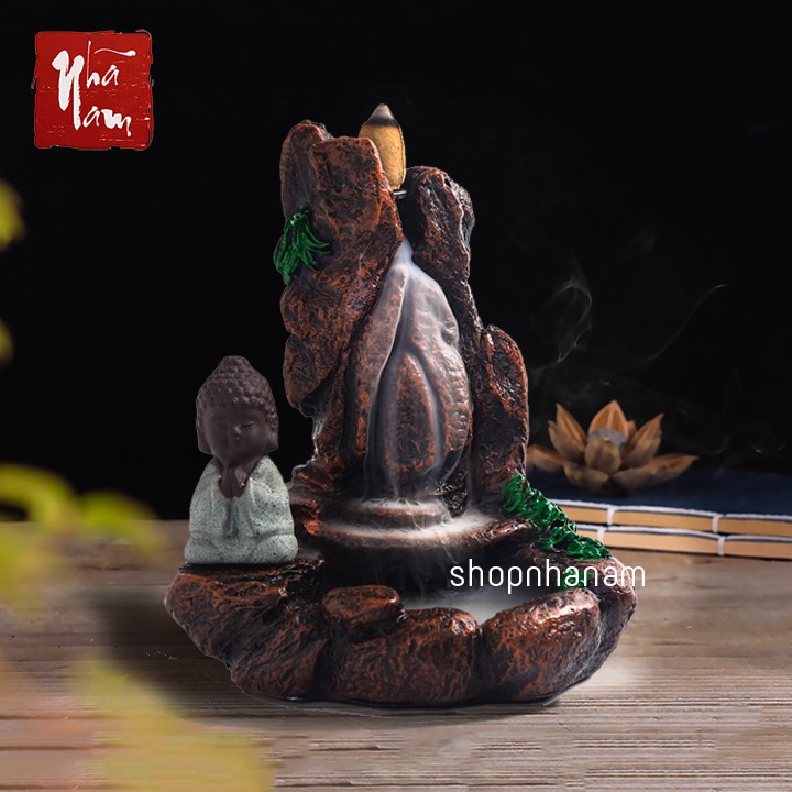 [Bán sỉ] Thác khói trầm hương để bàn tặng 3 nụ trầm sư tiểu tọa thiền bên núi mẫu tksp_49