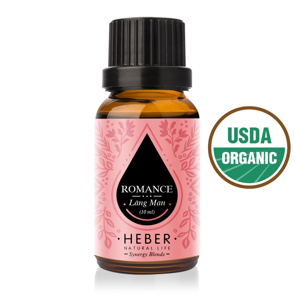 Tinh Dầu Lãng Mạn Heber- Romance Blend, Cao Cấp Nhập Khẩu, Thiên Nhiên Nguyên Chất, Xông Thơm Phòng, Chai 10ml/30ml/50ml