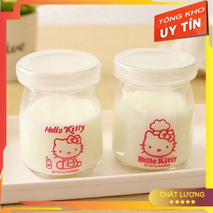 [SẬP GIÁ ] Sét 12 hũ làm sữa chua, Bánh flan thủy tinh có nắp đậy 100ml in hình ngộ nghĩnh ngẫu nhiên