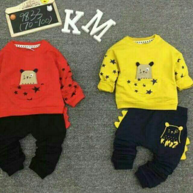 BỘ Nỉ DA CÁ CON GẤU ( sẵn size 1 và 2)