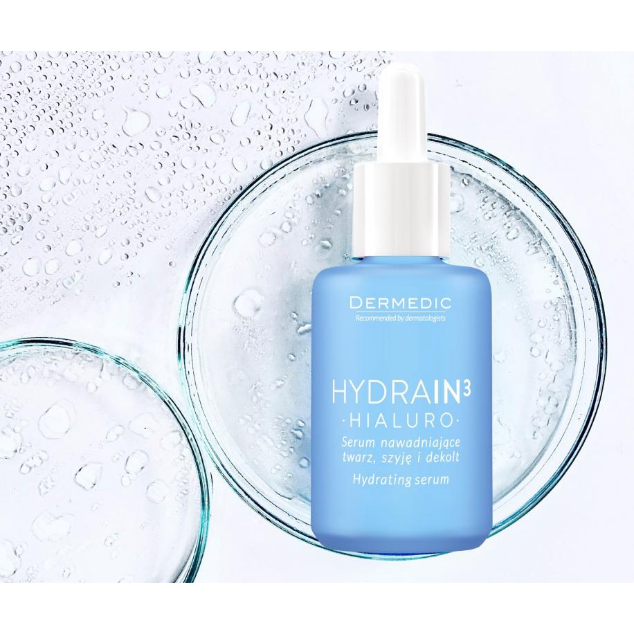 Mẫu Mới - Serum Cấp Ẩm Da Khô Mất Nước DERMEDIC HYDRAIN3 Hydrating Serum For Face Neck & Decolltage 30ml