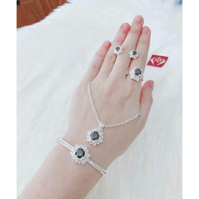 Bộ trang sức hoa sen bạc cao cấp
