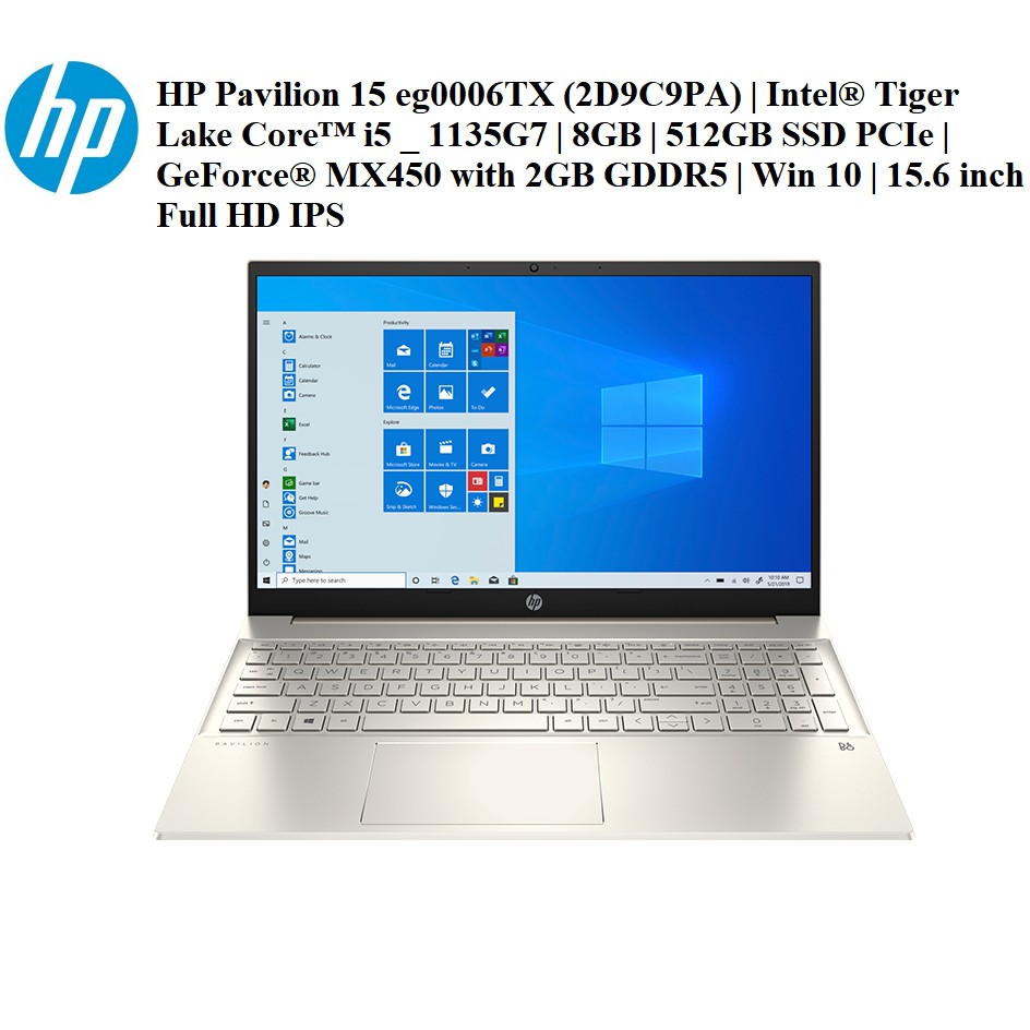 LapTop HP Pavilion 15 eg0006TX 2D9C9PA |Core i5 _ 1135G7 |8GB |512GB SSD PCIe |MX450 2GB |Win 10 |Office |15.6&quot; FHD IPS