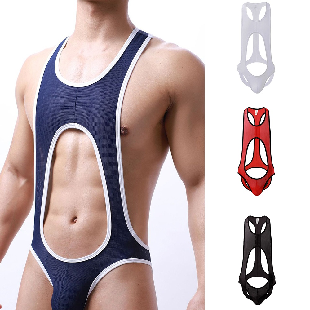 Sexy Men Jockstrap Boxer Leotard Underwear Wrestling Singlet Bodysuit Sportswear