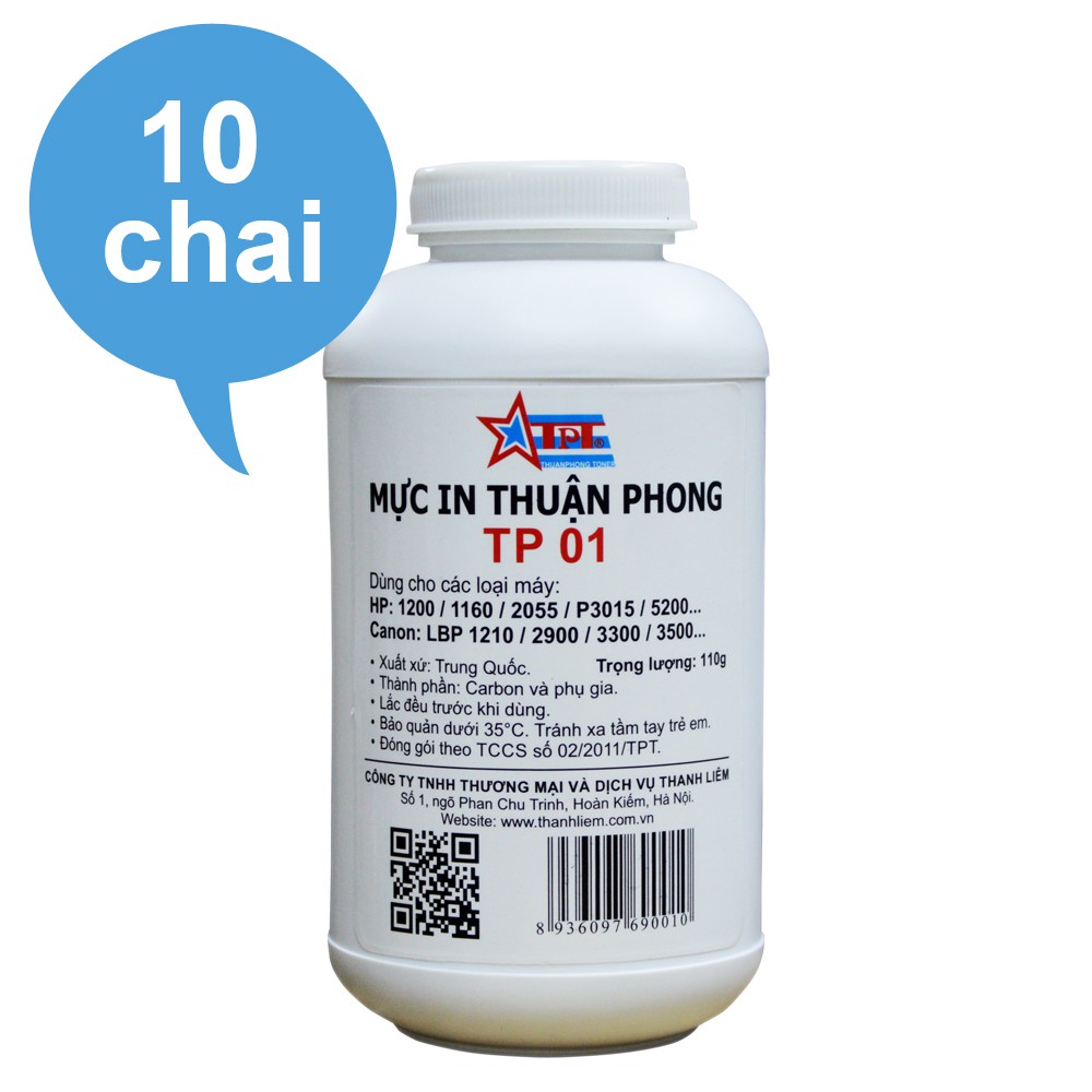 (BỘ 10 CHAI) Mực đổ Thuận Phong TP01 dùng cho máy in HP/Canon