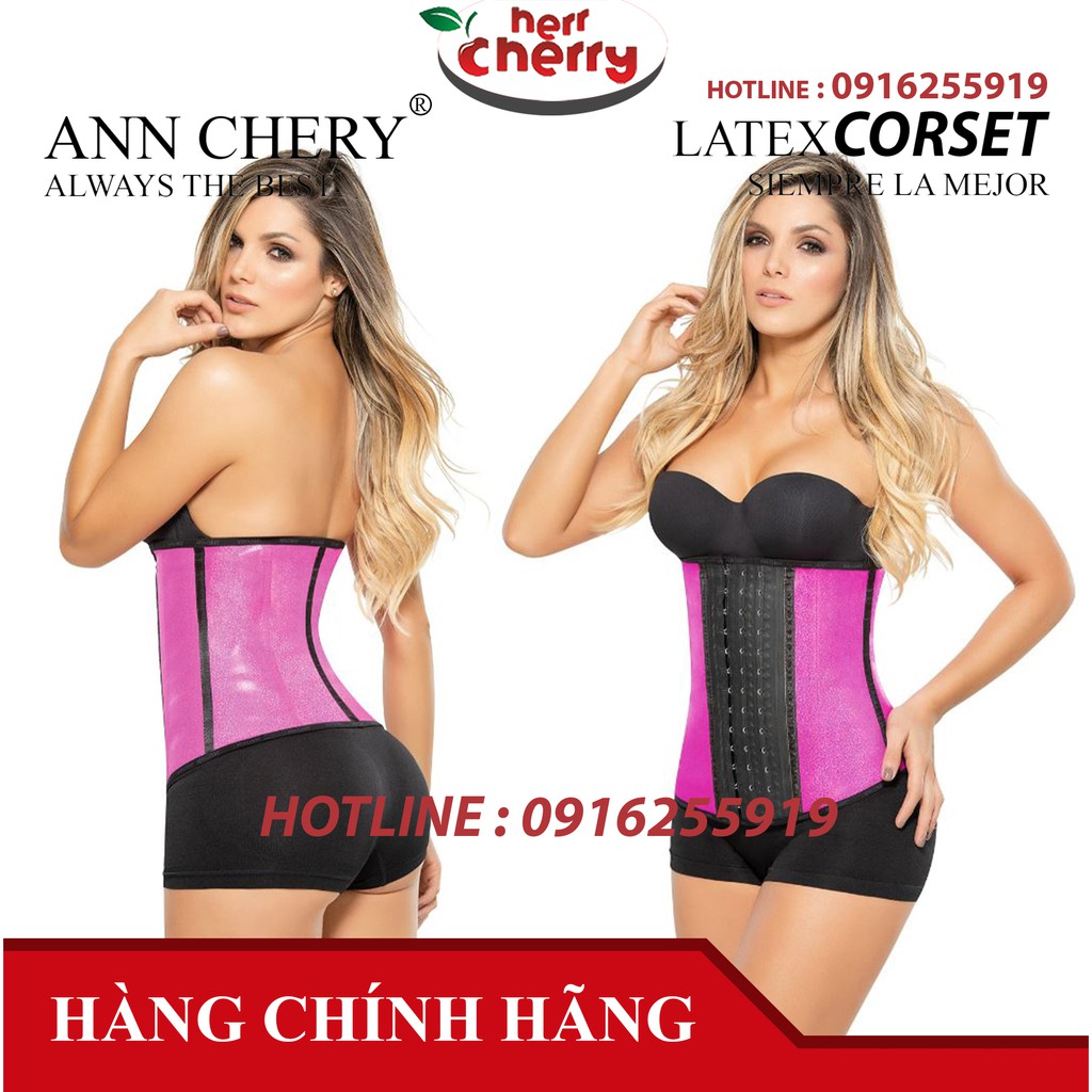 Đai nịt bụng giảm mỡ Ann Chery 2046 Metallic Edition Pink 3Hooks - màu hồng
