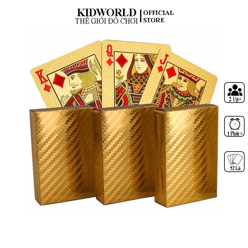 Bộ Bài Tây Mạ Vàng Golden Poker, Bài Poker Chống Nước 52 Lá Bài Chất Lượng Cao