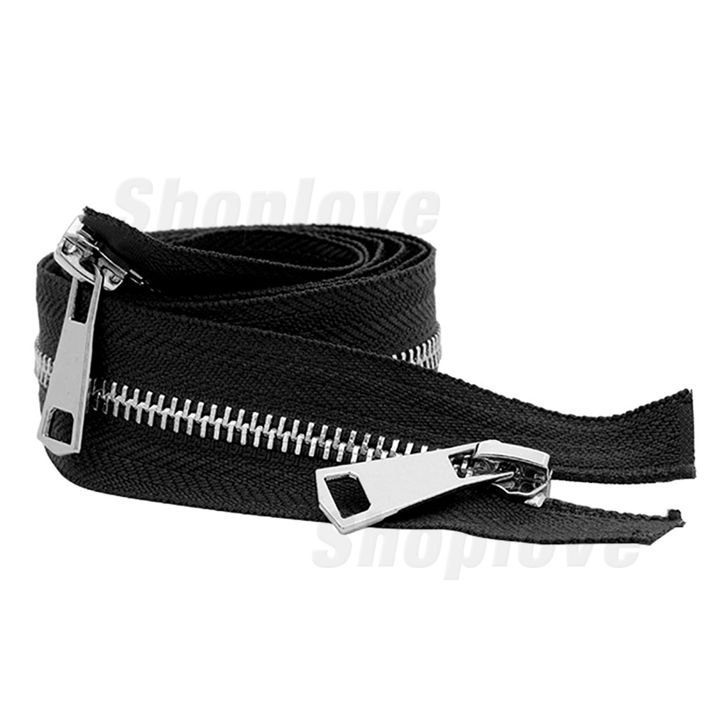 30 / 40 / 50 / 60 / 70 / 80cm 5# Dây Kéo Khóa Hai Đầu Bằng Kim Loại Màu Bạc Chất Lượng Cao DIY