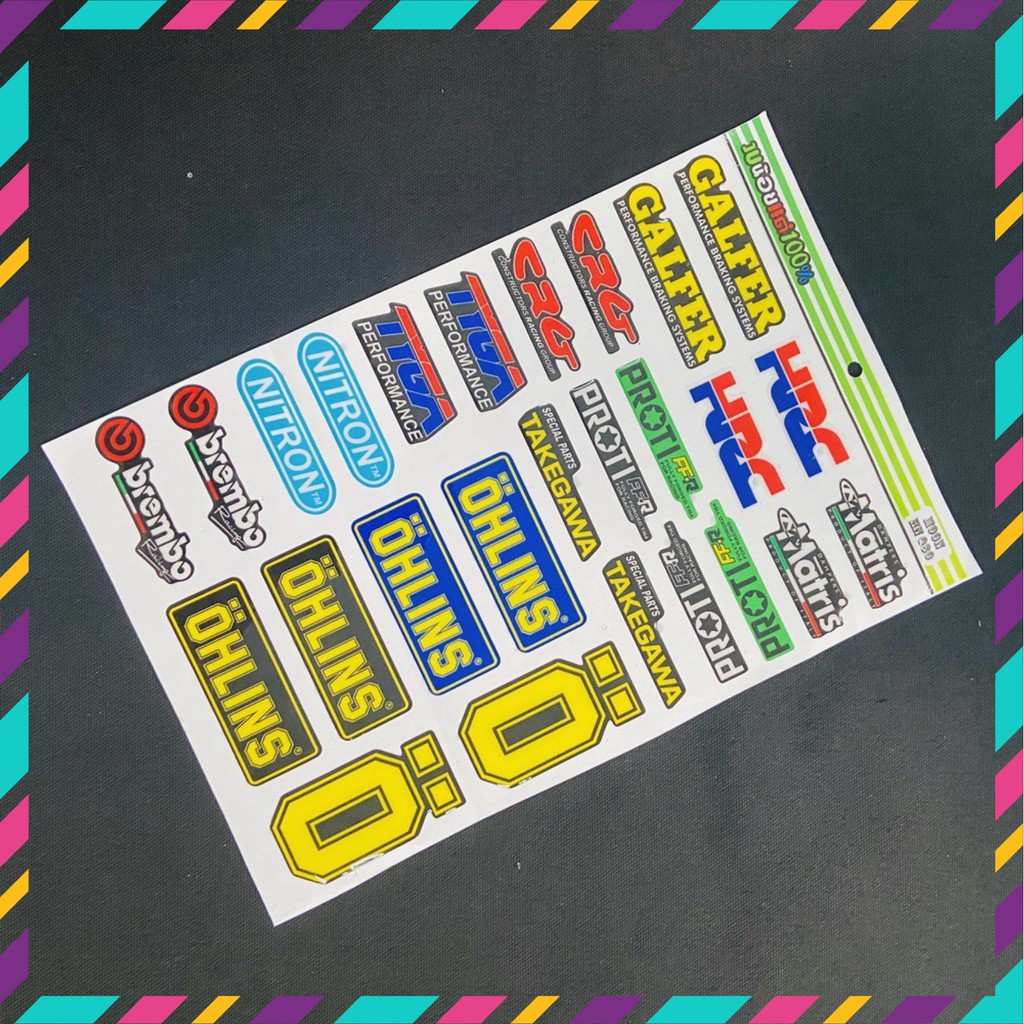 [CỰC RẺ] TẤM TEM DẬP NỔI NHIỀU LOGO OHLINS, PROTI, HRC TRANG TRÍ XE SIÊU CHẤT