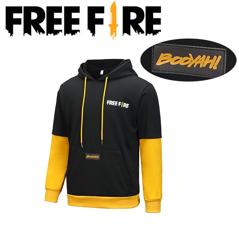 Free Fire Sweater Imitation Cotton Black and Yellow 100% M L XL XXL