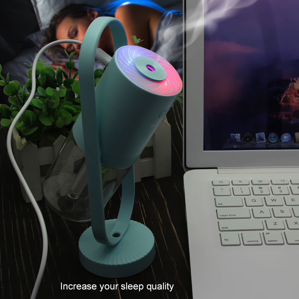 Máy phun sương siêu âm USB mini 2000ml phun hương liệu tạo độ ẩm xoay 360° kiêm máy chiếu đèn LED