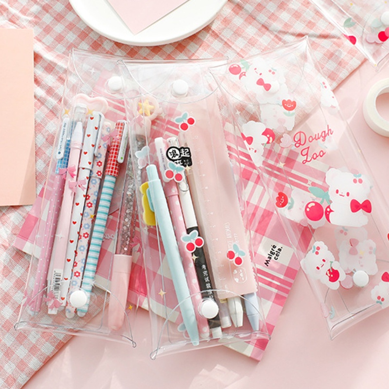 Seng Túi Đựng Bút Chì Đa Năng In Hình Gấu Cherry Hoạt Hình Cao Cấp