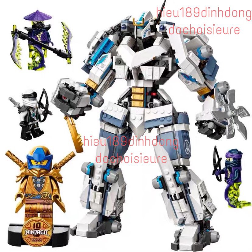 Lắp ráp xếp hình non Lego Ninjago 71738 , 7188 : Trận chiến Titan Mech chiến giáp người máy robot băng của Zane 765 mảnh