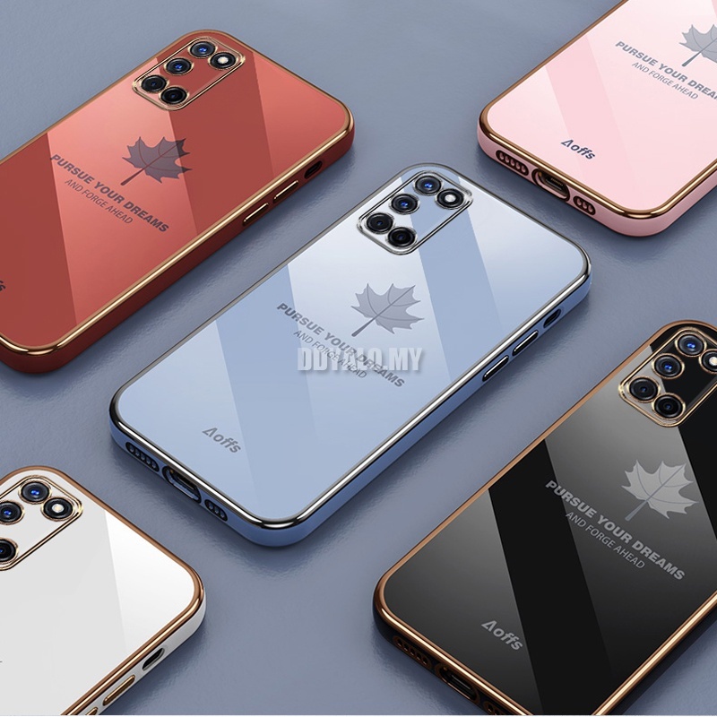 Ốp Điện Thoại Silicon Mềm Mạ Hình Lá Phong Sang Trọng Cho Realme 7 GT Neo2 Master Edition 7i C17 Narzo 50A 50i 30A 20