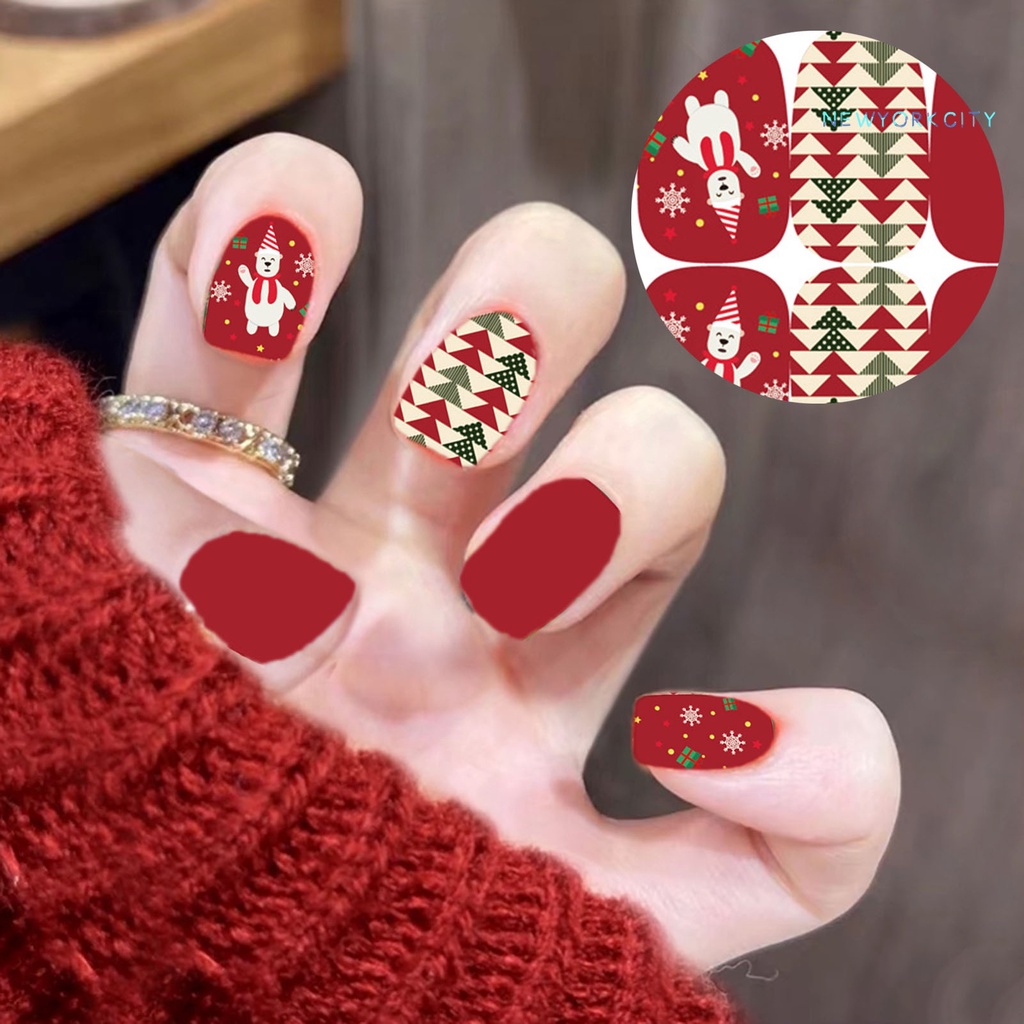 Ny-đồ Trang Trí Móng Tay Chuyển Họa Tiết Giáng Sinh Không Phai Siêu Mỏng Kẻ Sọc Mùa Đông Cho Nữ