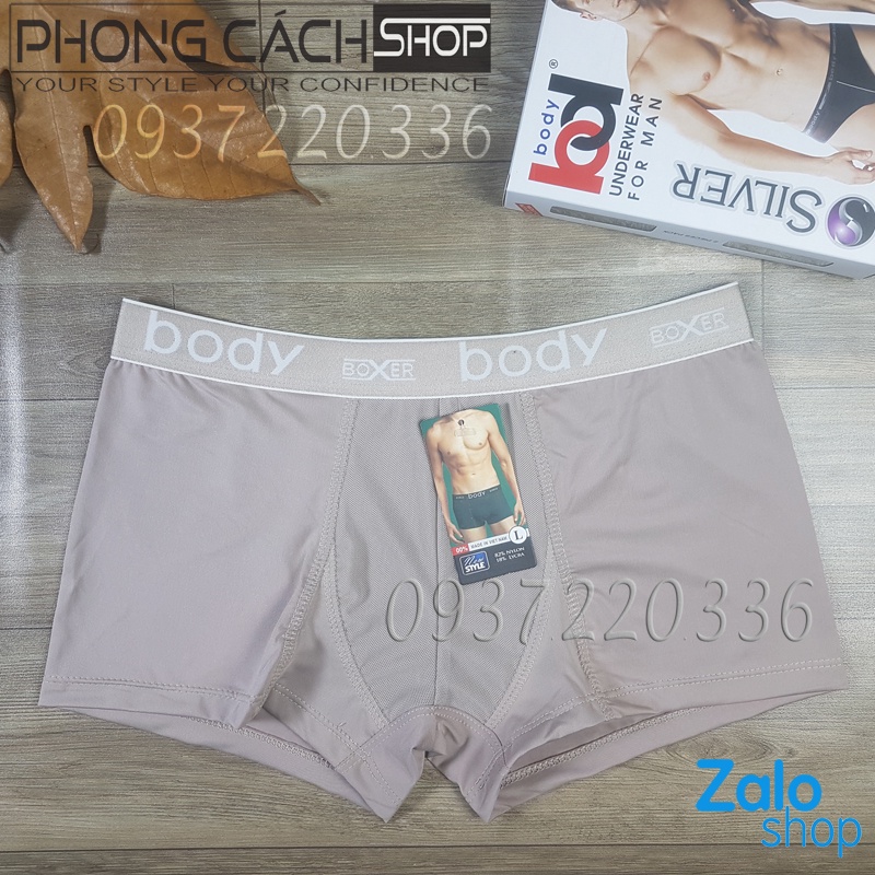 Quần xịp nam BODY boxer vải thun lạnh pha lụa siêu mát - Sịp đùi BODY Silver 802