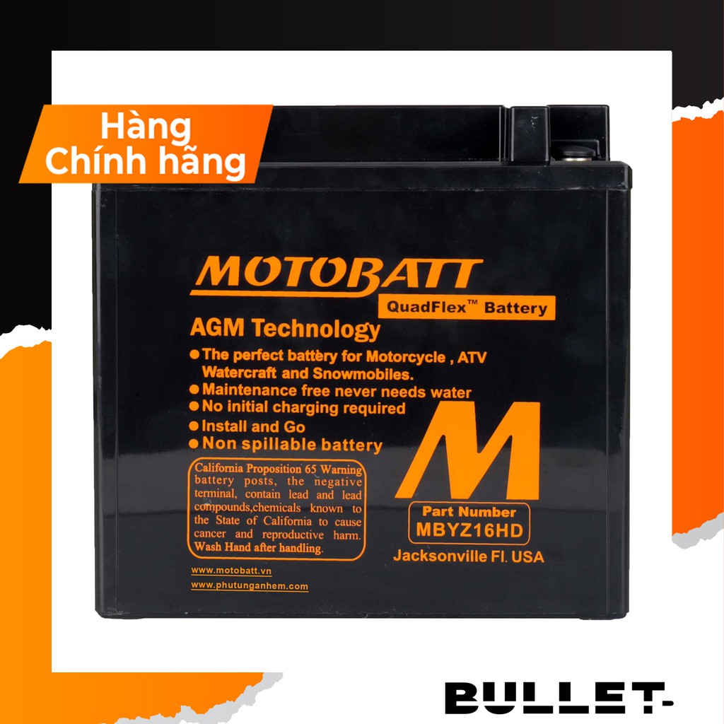 Bình điện/Acqui cho xe PKL Motobatt MTB-MBTYZ16HD 240A (12V-16.5A)