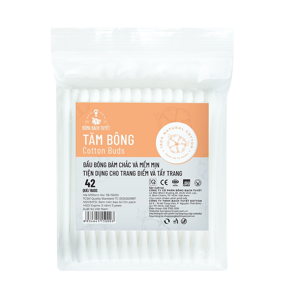 [Hàng tặng không bán] Combo 3 Tăm bông Bông Bạch Tuyết (42 que/gói)