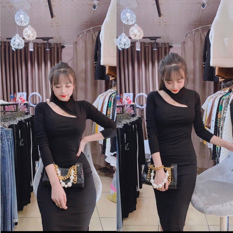 🍂 Đầm Body Tay Dài Khoét Ngực Cá Tính ☘️ | BigBuy360 - bigbuy360.vn