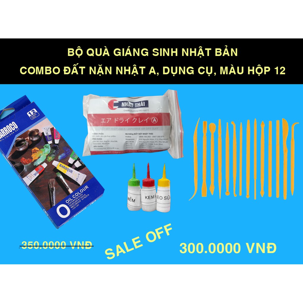 ĐẤT SÉT NHẬT A COMBO ĐẤT NẶN, DỤNG CỤ 14 MÓN, HỘP 12 MÀU TÔ, 3 KEM LÀM ĐẤT SÉT