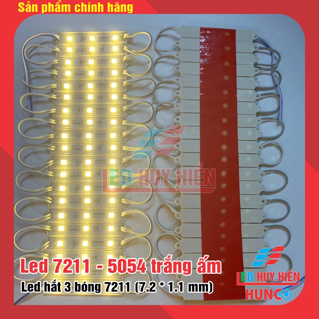 Led hắt 3 bóng 7211 nhân led 5054 trắng ấm (vàng nhạt) - vỉ 20 thanh 3 led chuyên dùng cho biển quảng cáo