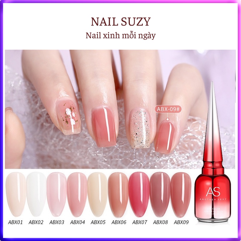 Sơn gel AS sơn thạch sơn gel thạch sơn móng tay dùng máy hơ gel tone hồng thạch thạch nude NAIL SUZY mã ABX 15ml