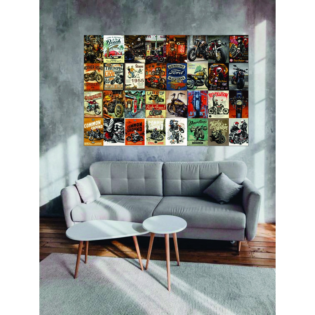 SET 15 TẤM DECAL POSTER 17x23cm DÁN TƯỜNG TRANG TRÍ CỬA HÀNG/CAFE CỔ ĐIỂN VINTAGE