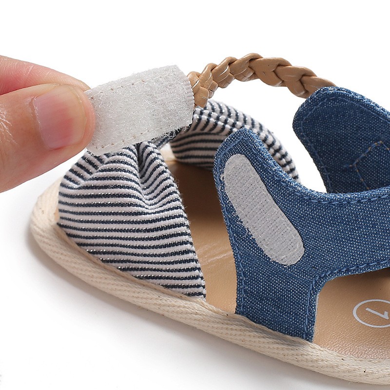 [ MẪU HOT ] Giày tập đi sọc nơ jean quai bím cho bé