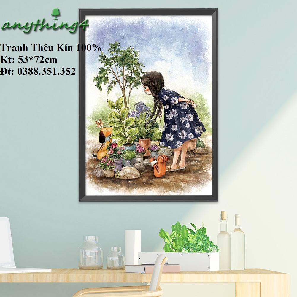 Tranh thêu chữ thập cô gái 53*72cm thêu kín mẫu mới J8127 DX1142 DX1144 DX1068 DX1070 DX1075 DX1096 DX1043 DX1067 DX1071