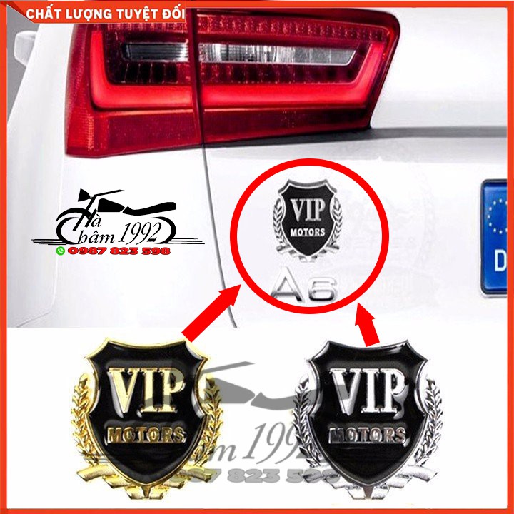 Logo Trang Trí Ô tô - Xe Máy &quot;VIP&quot; 2 Màu Bạc Và Vàng (Giá 1 Chiếc) Hàng Loại 1