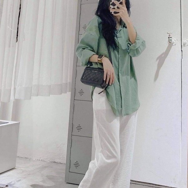 Áo sơ mi dài tay đũi lụa đuôi tôm không nhăn form rộng | BigBuy360 - bigbuy360.vn