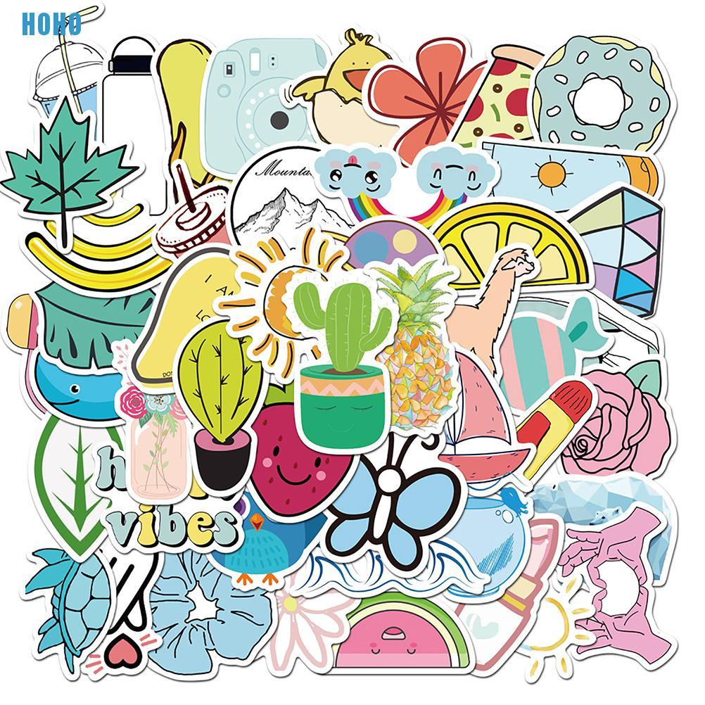 Set 50 Miếng Dán Hoạt Hình Chống Thấm Nước Trang Trí Vali / Ván Trượt