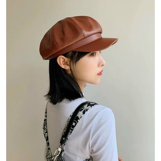 Mũ Beret da PU phong cách Retro