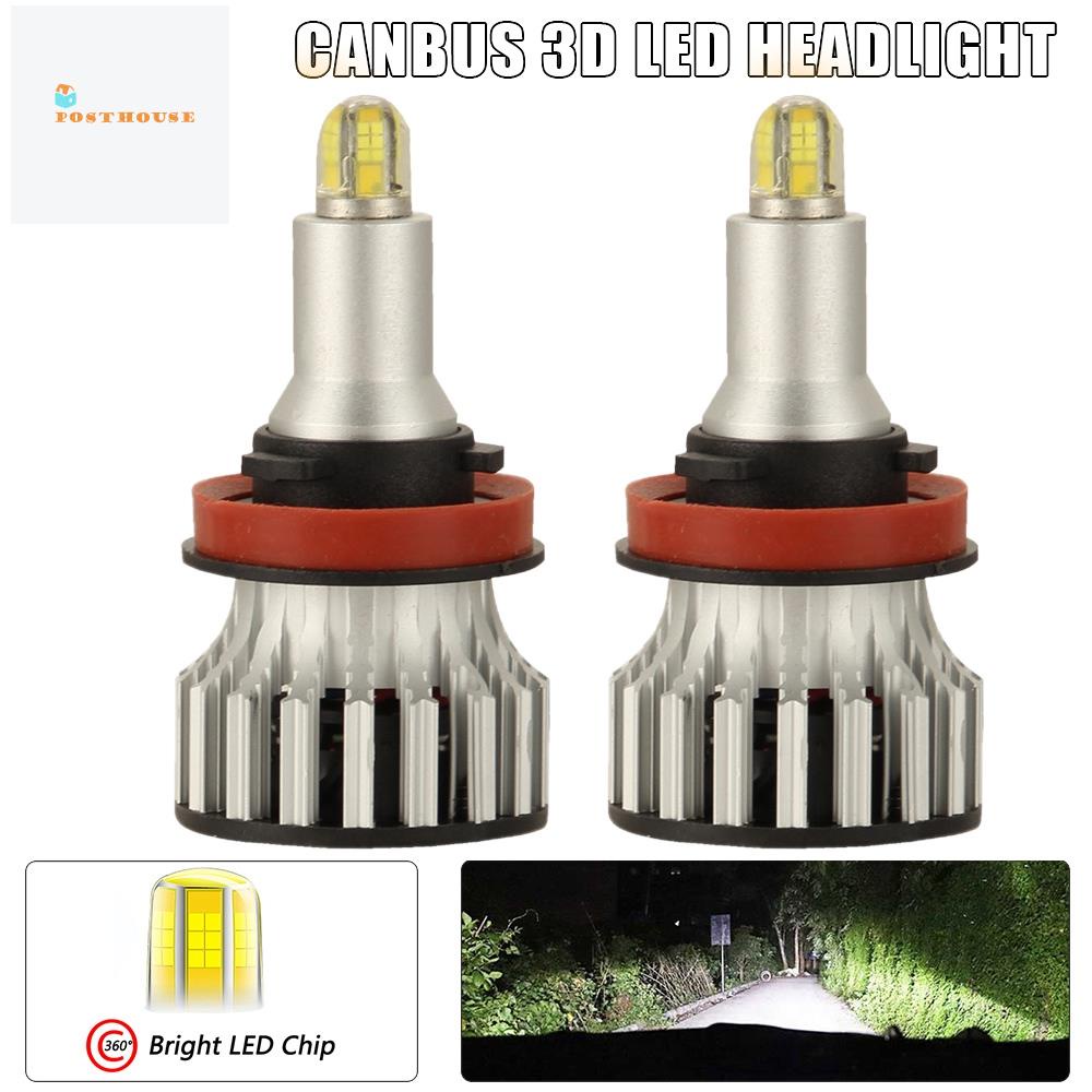 Set 2 đèn pha bóng LED H11 24 CSP 8 mặt 360 độ 120W 18000LM 6500K H8 H9 cho xe hơi