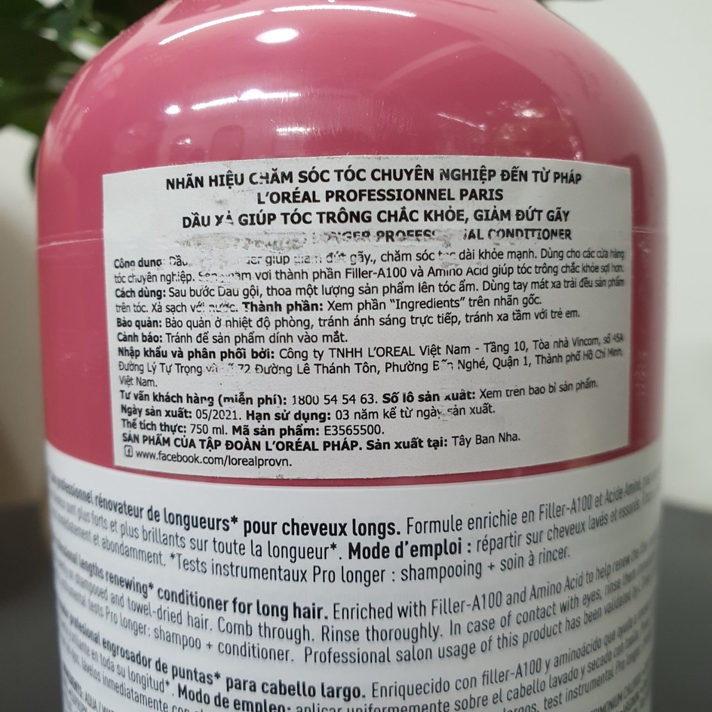 Dầu gội LOREAL giúp tóc chắc khỏe, giảm đứt gãy và dài hơn Serie Expert Pro Longer 500ml