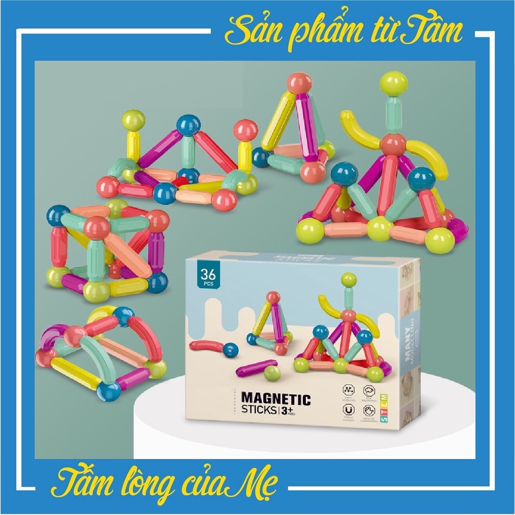 Đồ Chơi Bộ Lắp Ghép Nam Châm Từ Tính Đầy Màu Sắc Cao Cấp 36pcs