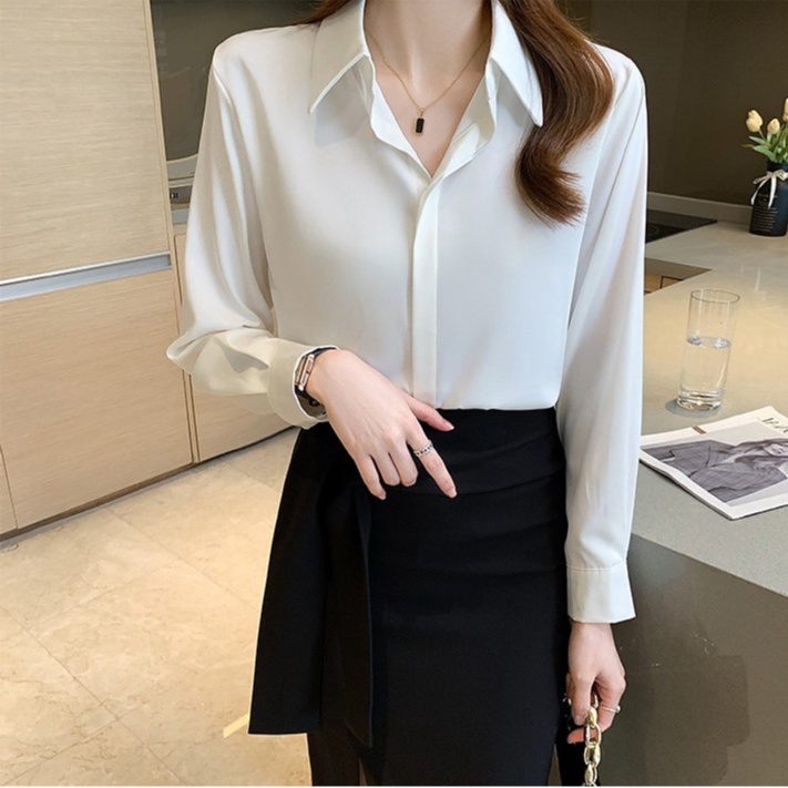 Áo Sơ Mi Nữ Công Sở Màu Trắng Cổ Đức CHIPY Kiểu Hàn Quốc Vintage Ulzzang Form Rộng Dài Tay Đẹp Chất Lụa Cao Cấp A2T | BigBuy360 - bigbuy360.vn