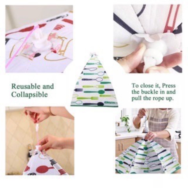 Lồng bàn giữ nhiệt gập gọn 6 cạnh có khung sắt