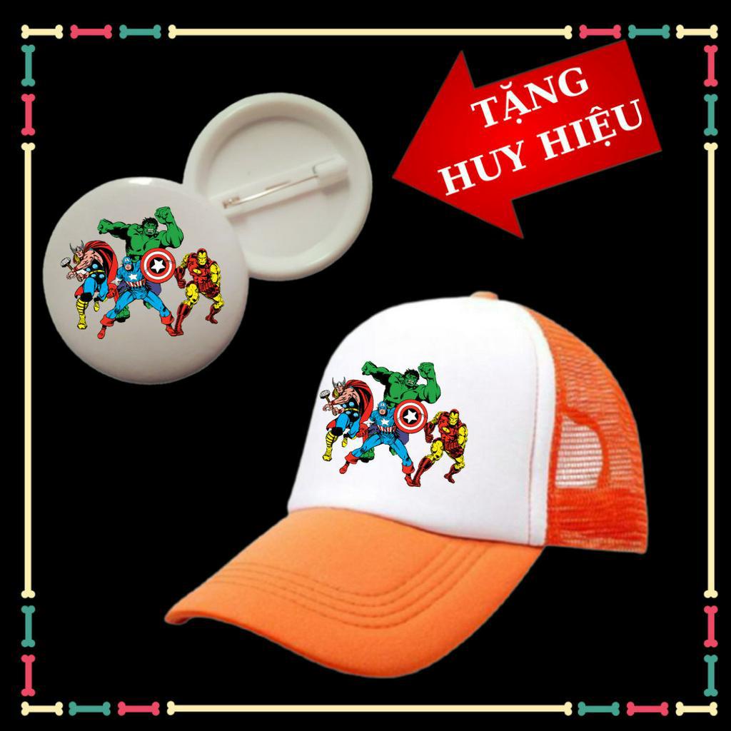 Nón kết bé trai in mẫu siêu anh hùng Marvel siêu ngầu-Tặng Huy hiệu siêu nhân Marvel