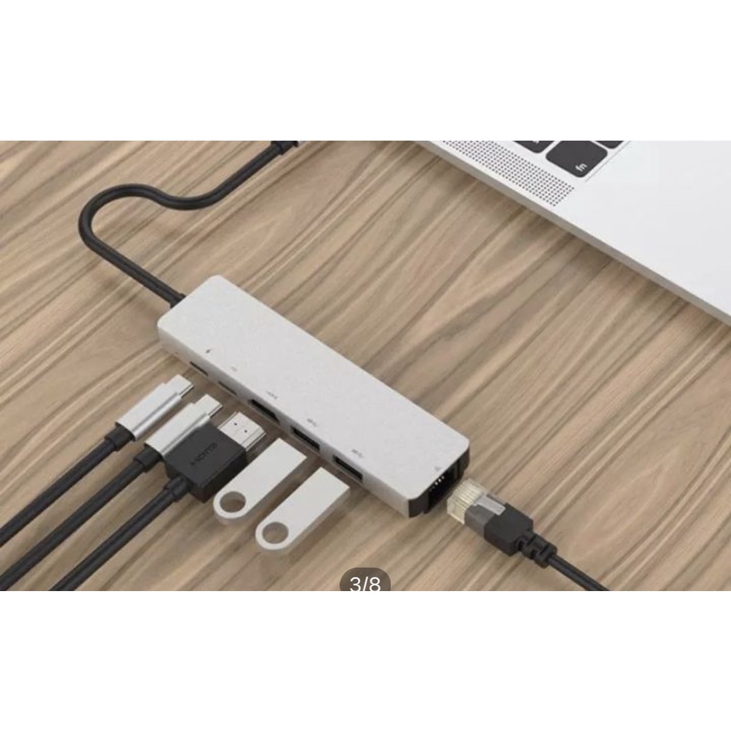 Bộ Chia USB Type-C 6 Trong 1 Sang HDMI RJ45 Multi USB 3.0 USB C Cho MacBook Pro Air Dock USB-C HUB B