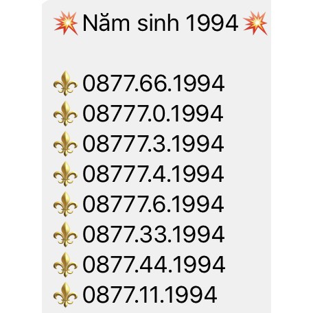 Sim năm sinh 2k1 , 1997, 96, 95, 94, 93, 92